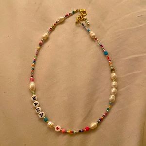Beaded pearl mama necklace